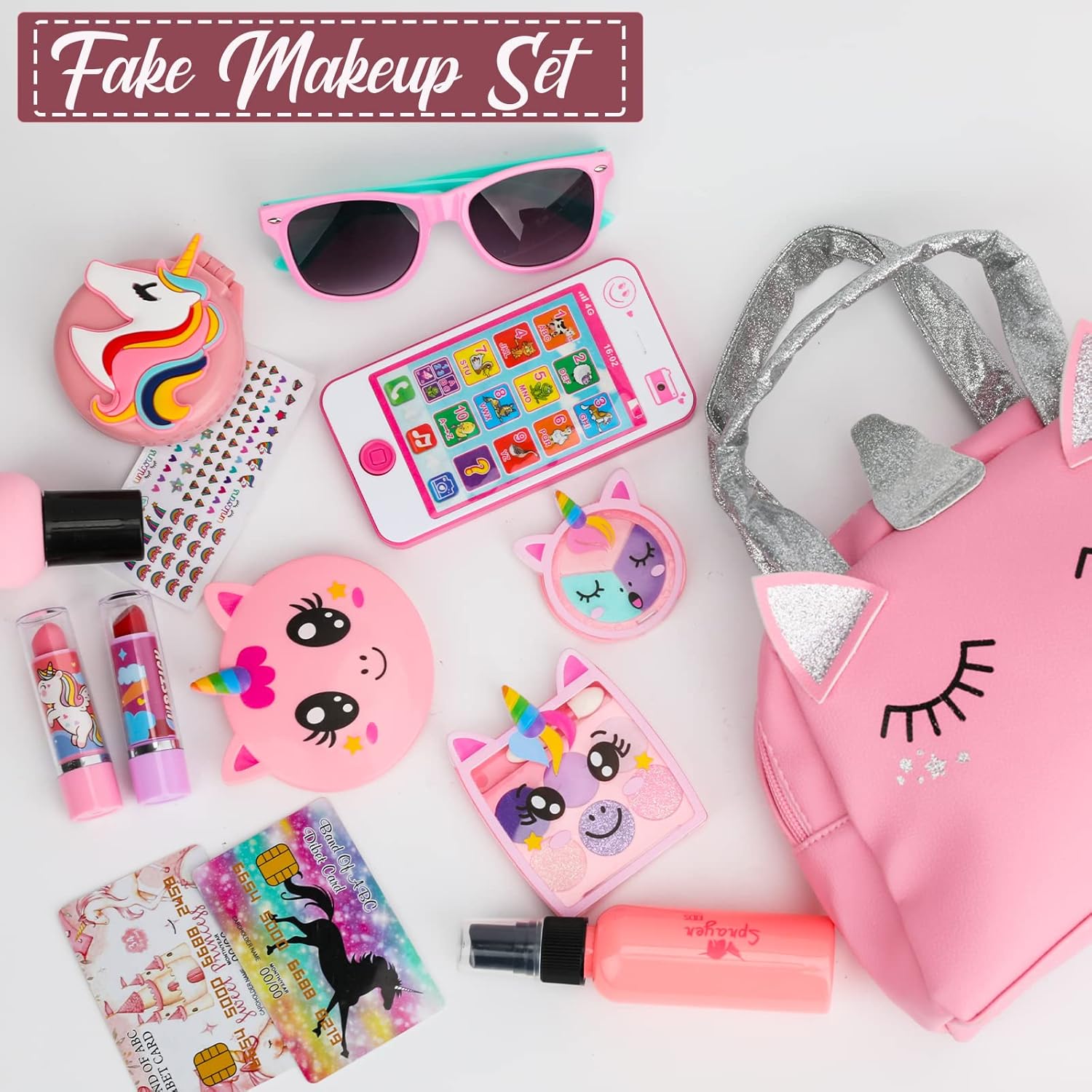 Pretend Makeup Playset for Toddler Girls with Toy Purse and Phone N744339
