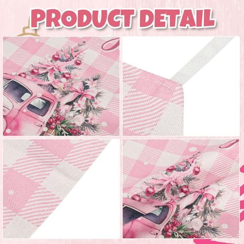 4Pcs Christmas Aprons Pink Xmas Tree Santa Deer Buffalo Plaid Adjustable Kitchen Cooking O6302