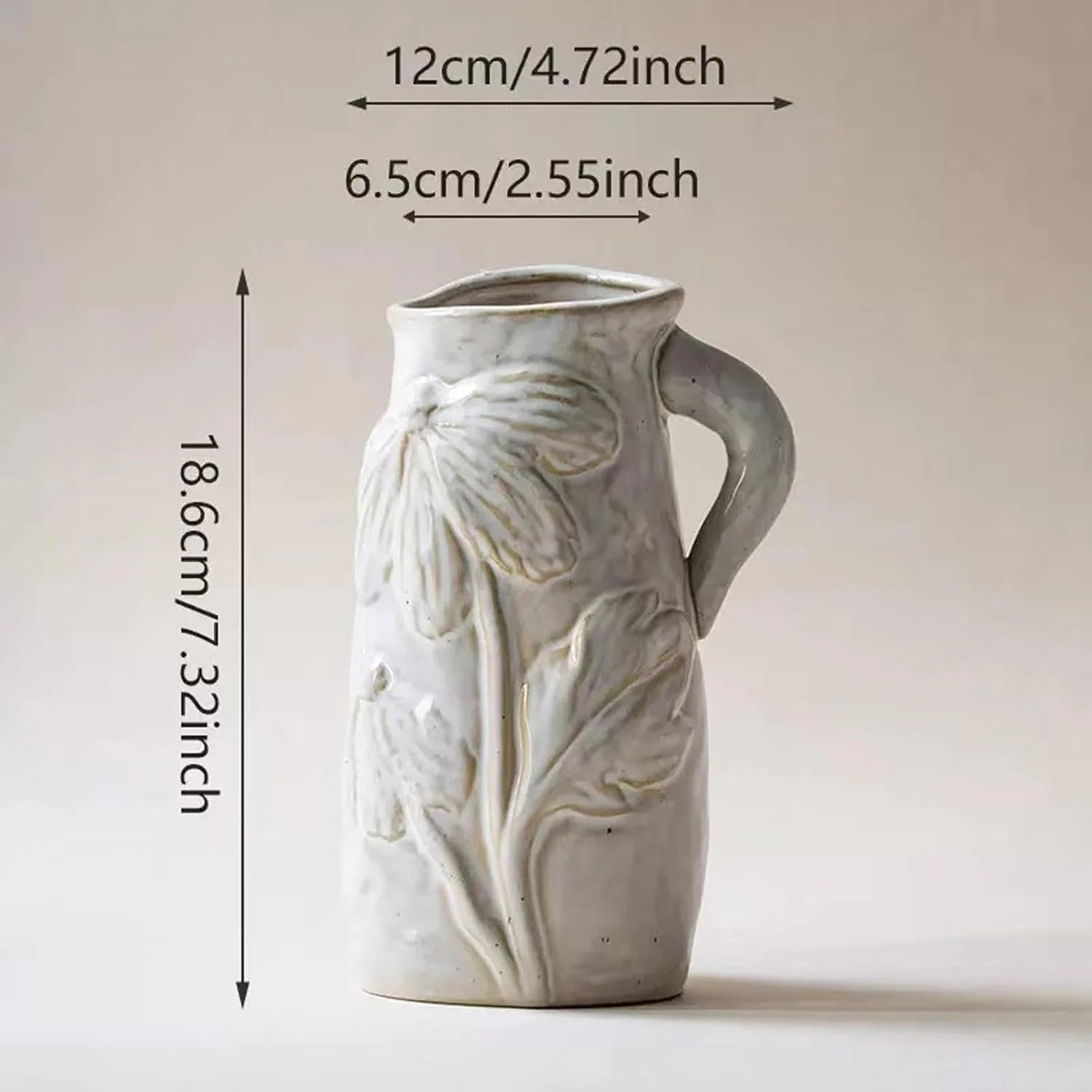 White Ceramic Vase with Handle H46540
