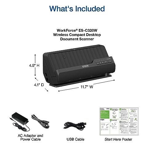 Wireless Compact Desktop Document Scanner with Auto Feeder L54226