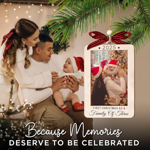Christmas Ornament Picture Frame - Wooden Landscape Photo Frame for Tree U347