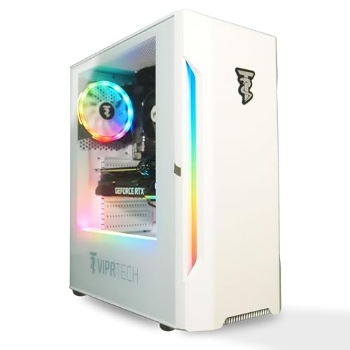 ViprTech Rebel 3.0 Gaming PC - AMD Ryzen 5 (12-LCore 3.9Ghz), RTX 3060 12GB, 32GB DDR4 3200 RAM, 1TB NVMe SSD, 600W Gold PSU, Bluetooth, VR-Ready, Streaming, RGB, Win 11 Pro, Desktop Computer White