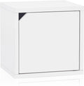 Way Basics Stackable Bookshelf Cube with Door Modular Closet Organizer and Storage (Tool-Free Assembly), White