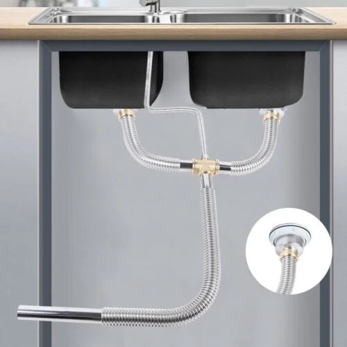 Flexible Sink Drain Hose for Double Bowl Kitchen Bathroom Z228