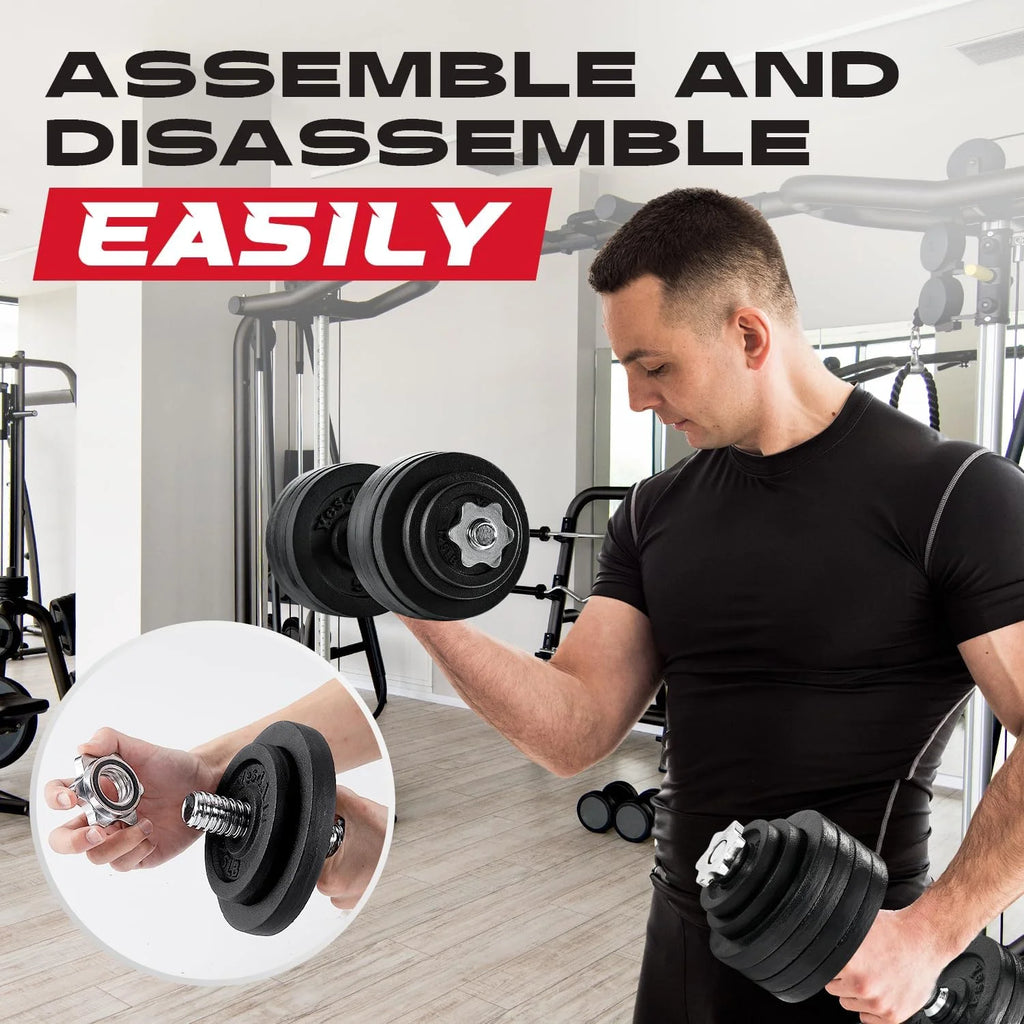 Adjustable Dumbbell Set 105 lbs, Cast Iron Pair for Home Gym Y80878