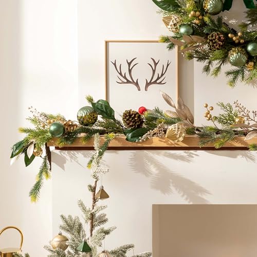 Christmas Garland with Lights 6Ft Prelit for Mantle Stairs Railing I539