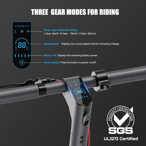 Electric Scooter for Commuting, 3-Speed, 15.5 MPH, Dual Braking S164278