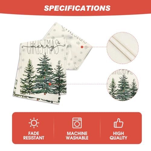 Beige Pine Tree Snowflake Christmas Table Runner, Winter Holiday Kitchen Dining Decoration, 13 x 72 Inch B27382