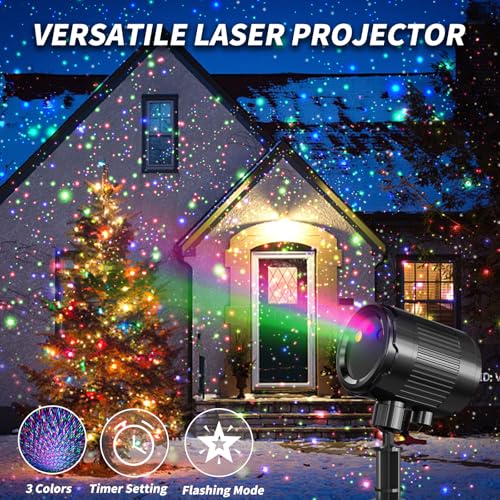 Christmas Laser Projector Light Outdoor, RGB Firefly Moving Lights, IP65 Waterproof for Garden Yard Party B711