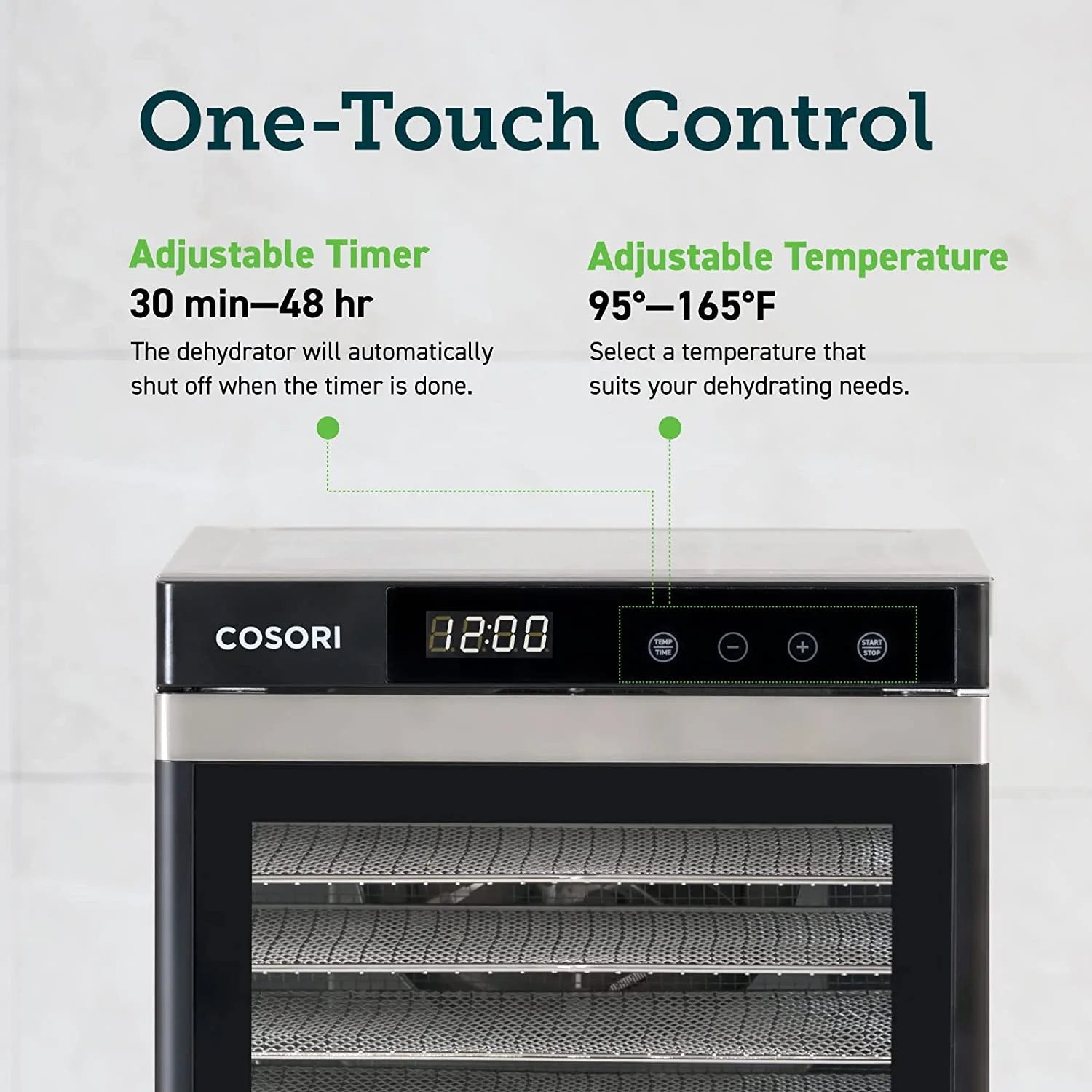 Food Dehydrator with 6 Stainless Steel Trays and Digital Timer A329