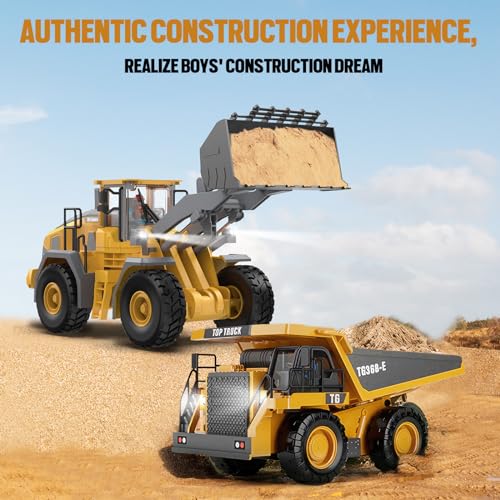 Remote Control Excavator Construction Toy for Boys with Metal Shovel and Lights J5730