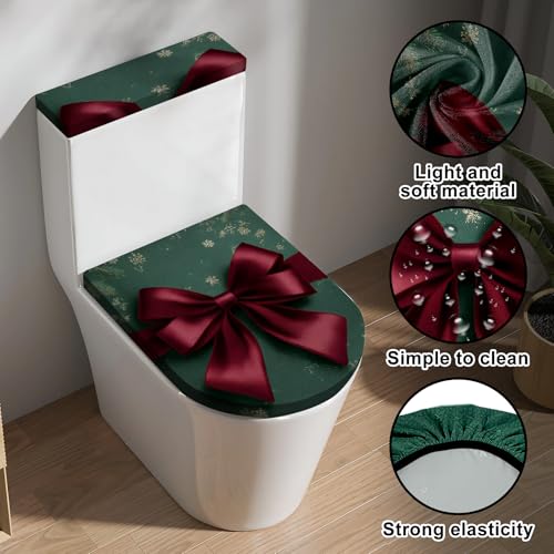 Christmas Toilet Lid Cover, Washable Seat and Tank Protector W1747