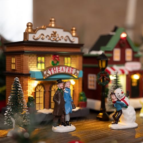 Pre-Lit Christmas Village Set, Battery Operated Tabletop Decor (17 PCS) C3795