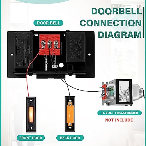 Wired Doorbell Chime with 2 Lighted Push Buttons, 16V 10VA, Front and Rear Door Chime Kit Q292601