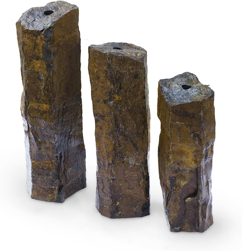 Basalt Stone Fountain Columns, Set of 3 B80748