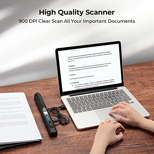 Portable Scanner for A4 Documents Photos, 900 DPI, Flat Scanning, Includes 16G SD Card I7693
