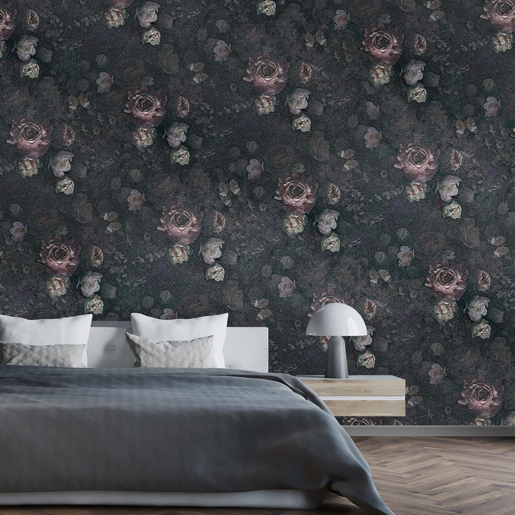 Vintage Dark Floral Peel and Stick Wallpaper Roll for Bedroom Bathroom G20007