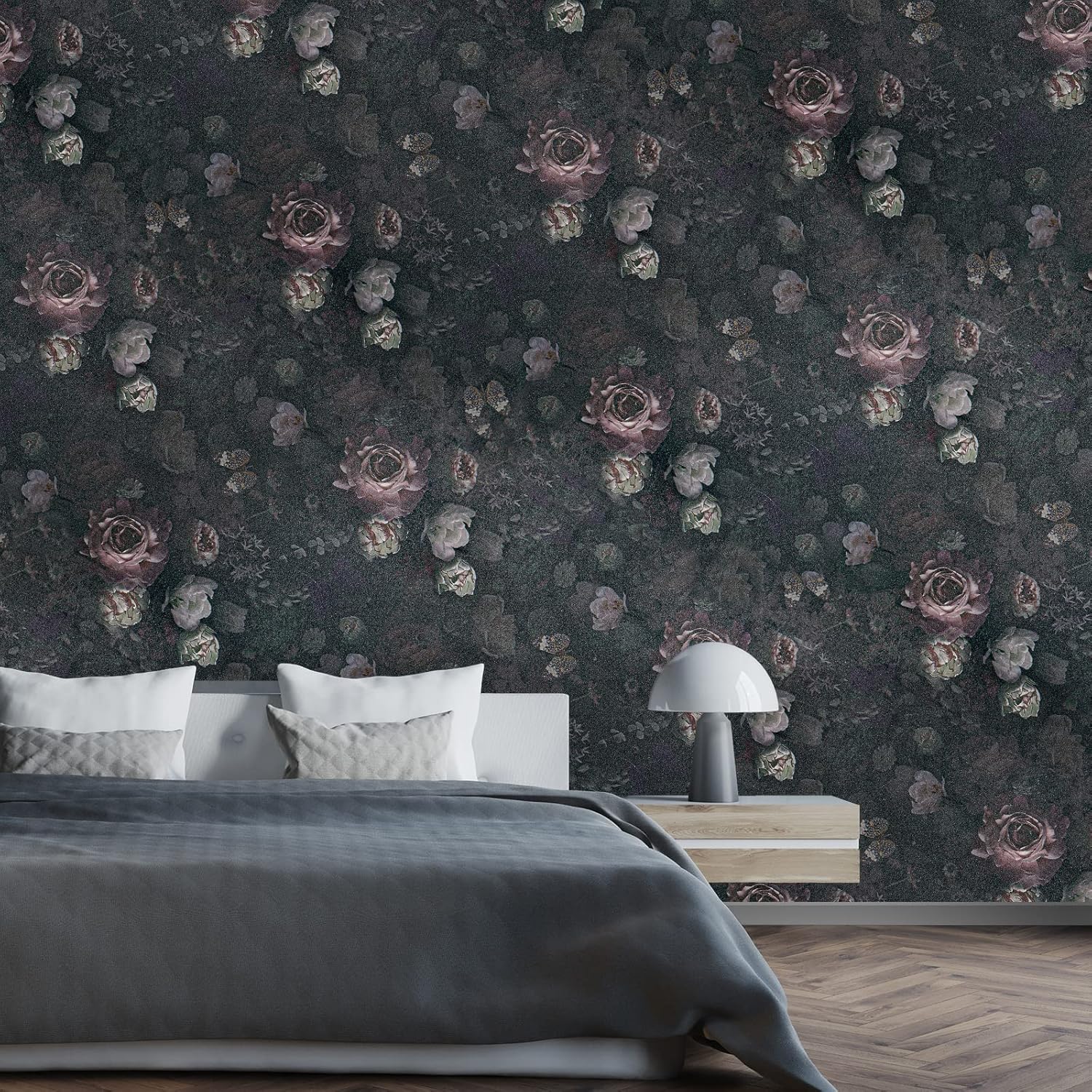 Vintage Dark Floral Peel and Stick Wallpaper Roll for Bedroom Bathroom G20007