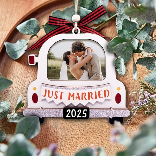 Christmas Ornament Picture Frame - Wooden Landscape Photo Frame for Tree U347