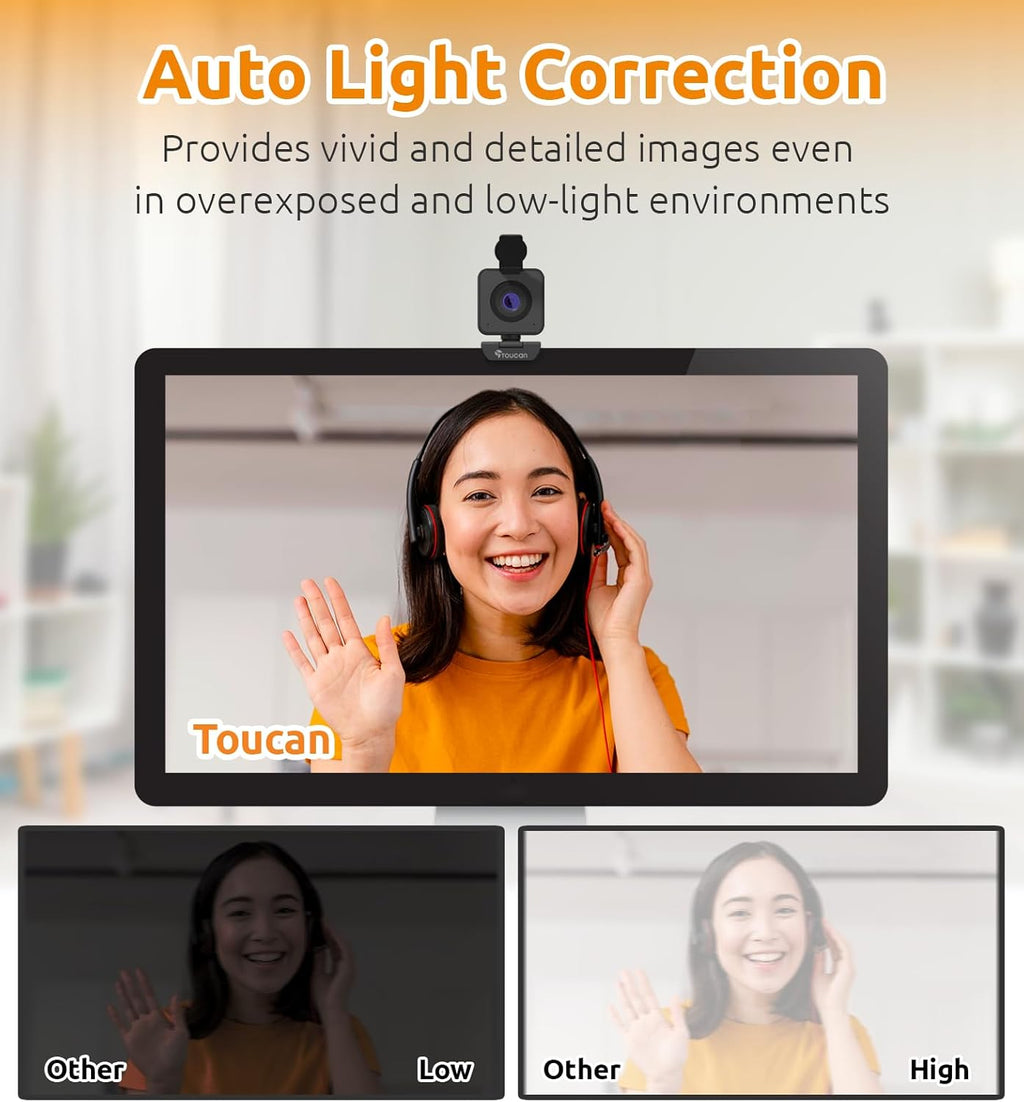 Webcam with Microphone, Stereo Audio, 115° View, USB Plug and Play E539403
