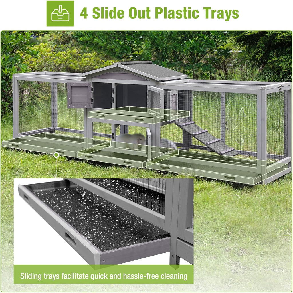 Large Rabbit Hutch Indoor Outdoor with Wheels and Pull Out Trays K6181