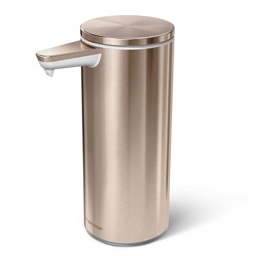 simplehuman 9 oz. Touch-Free Rechargeable Sensor Liquid Soap Pump Dispenser, Brushed Stainless Steel