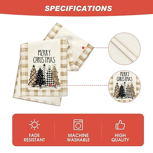 Buffalo Plaid Christmas Trees Table Runner, Winter Holiday Kitchen Dining Decor, 13 x 108 Inch D48516