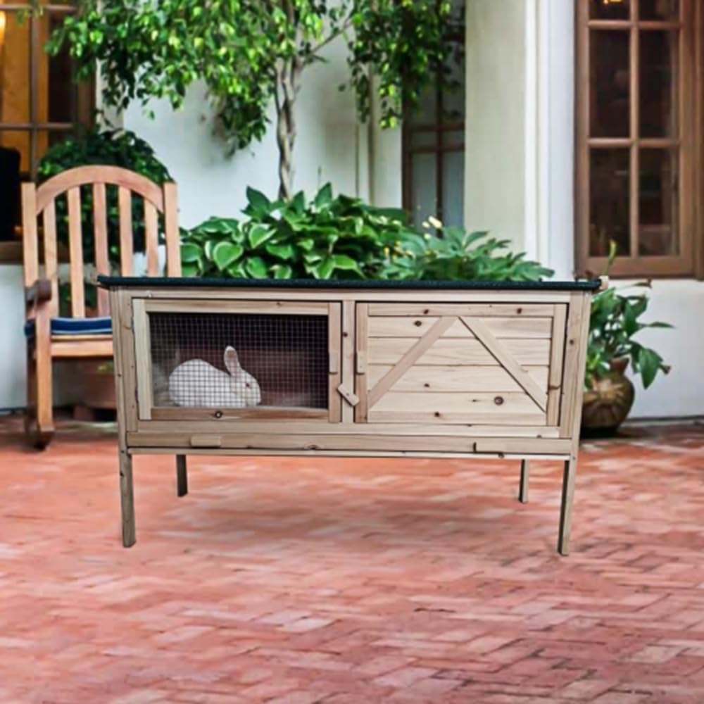 Outdoor Wooden Rabbit Hutch with Open-up roof Guinea Pig Hutch Rabbit Cage Bunny Cage Bunny Hutch with Pull Out Tray