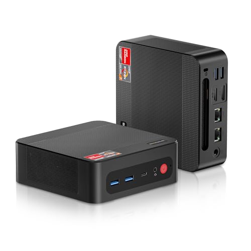 Mini Gaming PC P4, AMD Ryzen 7 5700U (8C/16T,up to 4.3GHz), Mini Computers DDR4 32GB RAM 1TB NVMe SSD, Mini PC Windows 11 Pro 4K@60Hz Triple Display/BT5.2/WiFi 6E/2.5G Dual LAN
