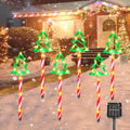 Solar Christmas Pathway Lights Outdoor Decorations, Christmas Decorations, 8 Modes Xmas Tree Candy Lights Waterproof Led Garden Stake Light for Walkway Yard Lawn Porch Holiday Decor-6 Pack