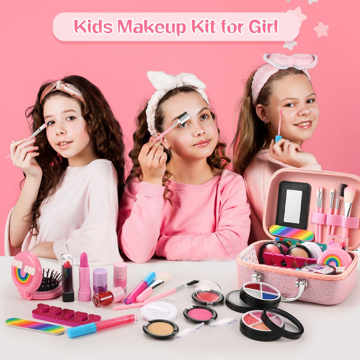 Washable Kids Makeup Kit for Girls, Non-Toxic Cosmetic Set S609