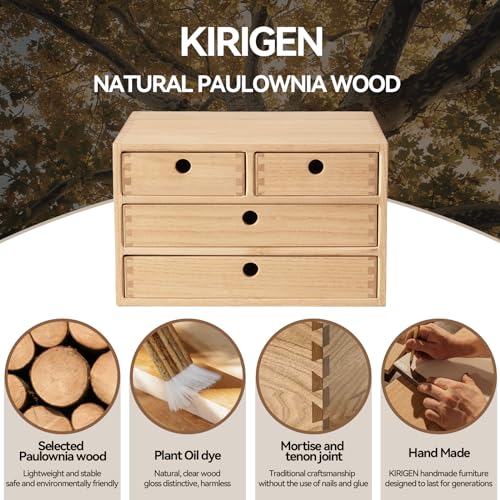 Natural Wooden Desktop Organizer with 3 Drawers I779