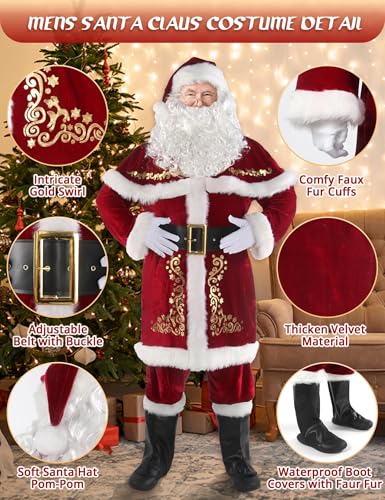 Men's Deluxe Santa Claus Costume with 12 Pieces W448003