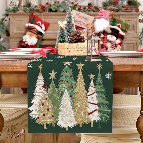Christmas Table Runner 13x72 Inch, Red Winter Holiday Decor H348