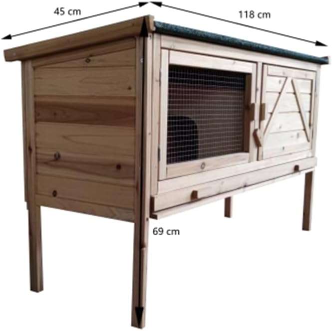 Wooden Rabbit Hutch with Open Roof and Pull Out Tray W764165
