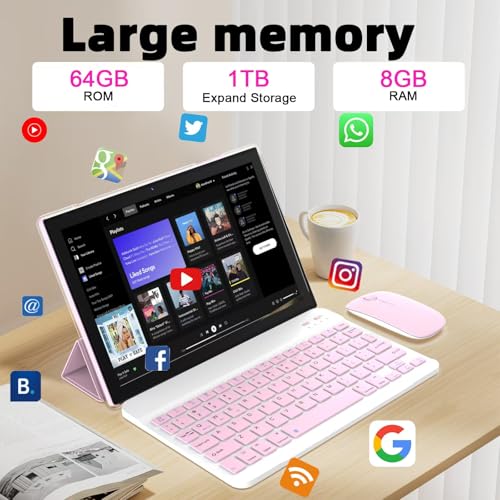 10 Inch Android Tablet with Keyboard Case Mouse Stylus J550018
