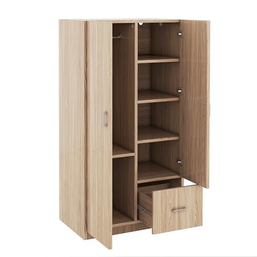 3 Door Wardrobe with Mirror, Hanging Rod and Shelves Z3357