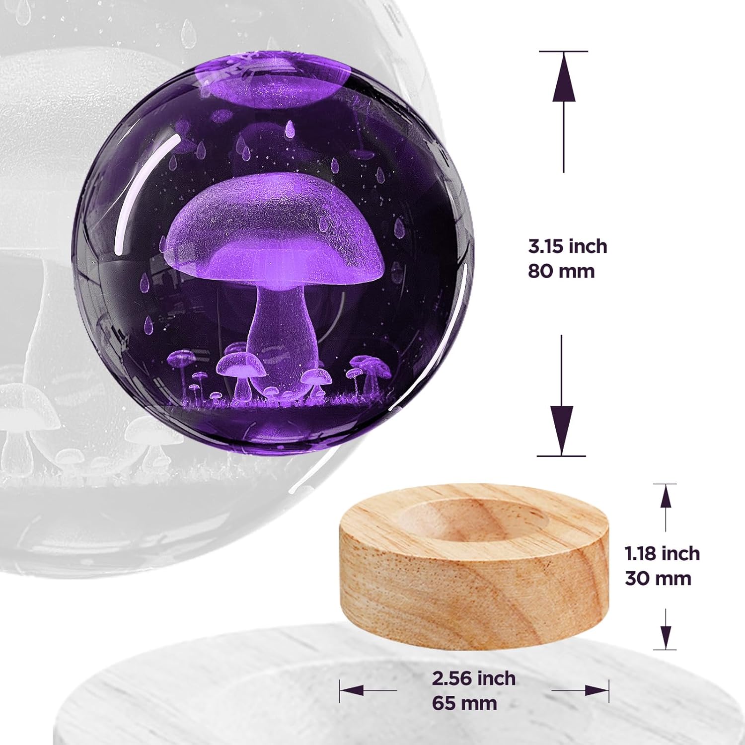 Mushroom Crystal Ball Night Light with Remote Control T924855