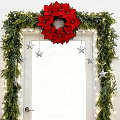 9 Ft Christmas Garlands Norfolk Pine Artificial Faux Greenery for Holiday Indoor Outdoor Decor P492