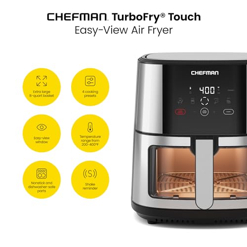 XL 8-Qt Touch Air Fryer, Digital Presets, Nonstick Dishwasher-Safe N17083