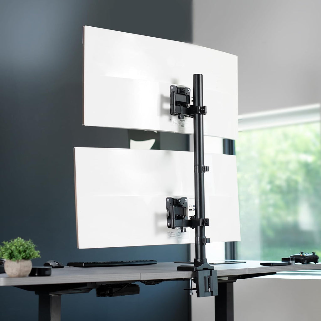 Dual Monitor Desk Mount with Extension Arms for 2 Ultrawide Screens up to 43 inches, 50 lbs Capacity, Black W552