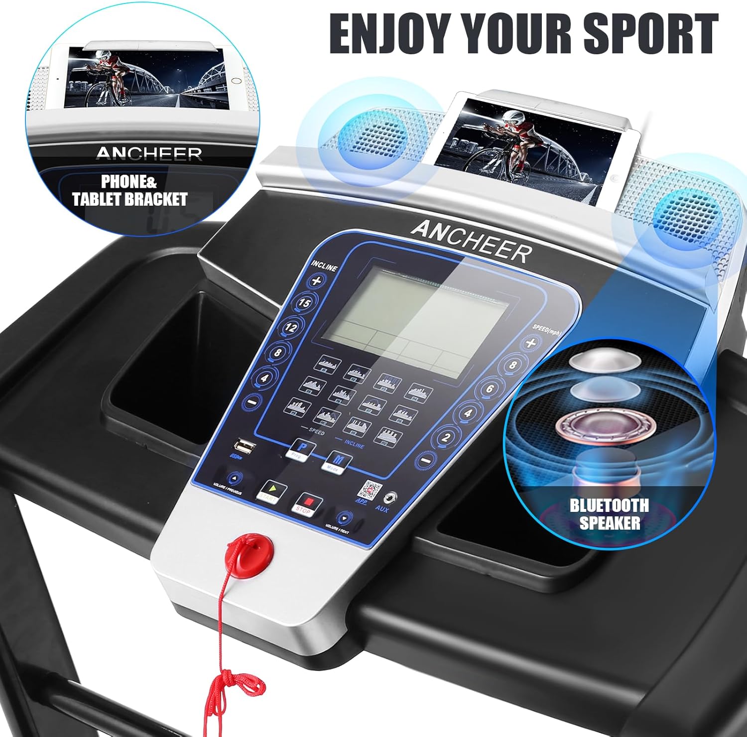 Treadmill with Auto Incline 15% and 300lb Capacity for Home C141282