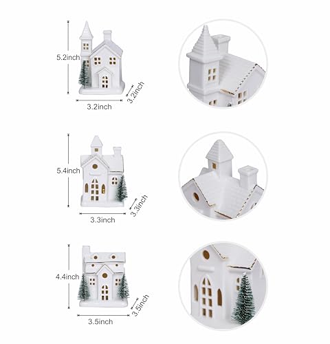 Ceramic Christmas Village Houses with LED Lights and Trees T316
