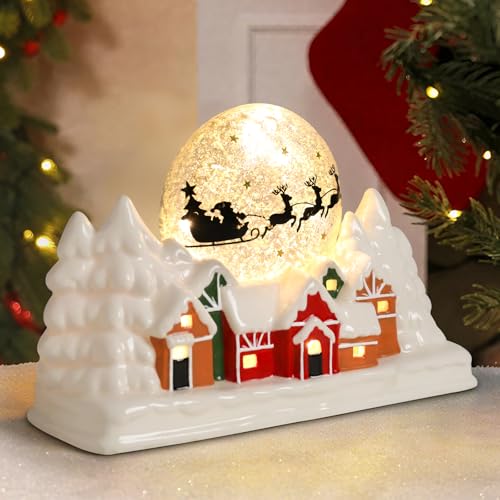 Ceramic Christmas Houses with Warm LED Light Y89884