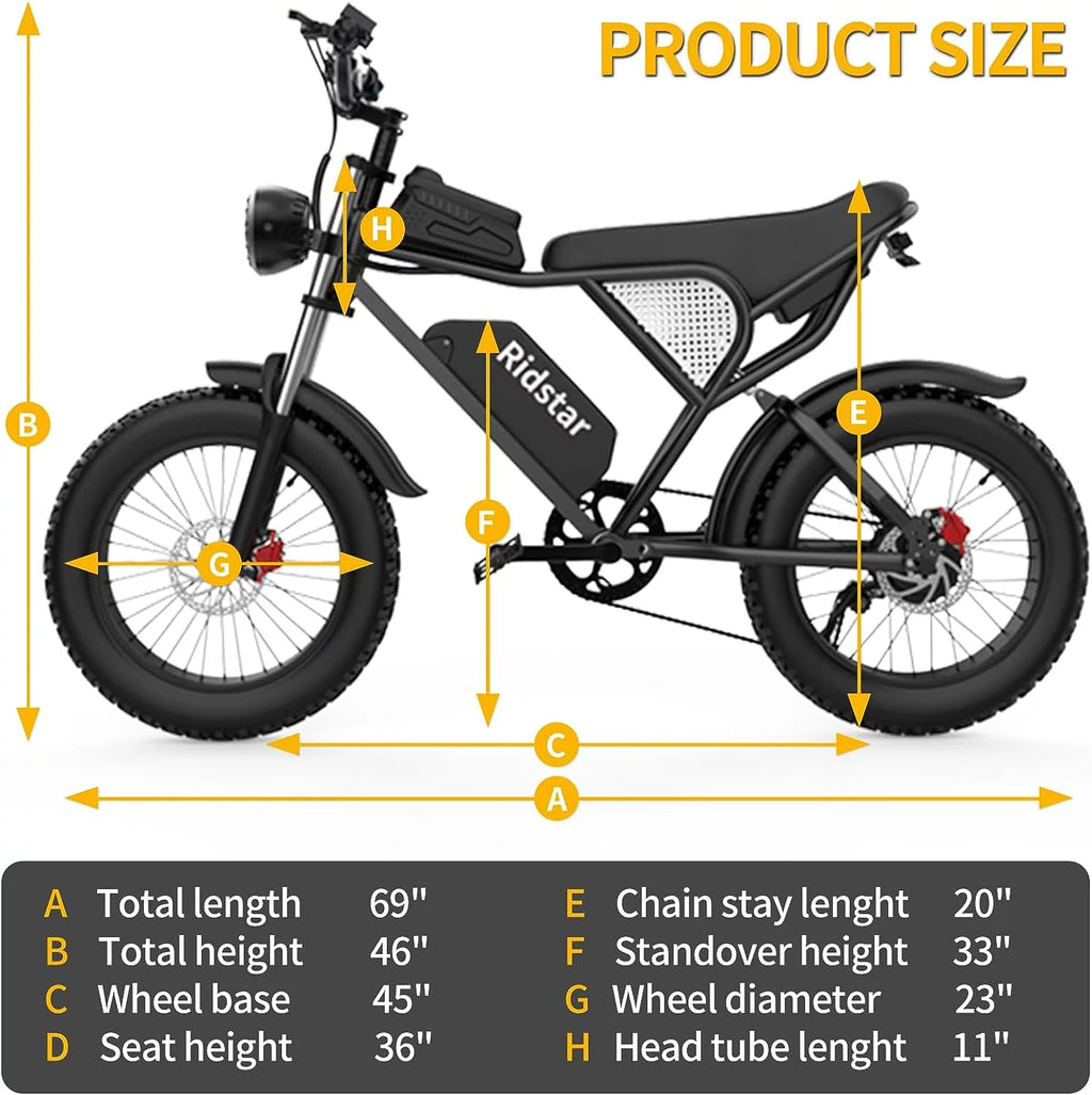 20" Fat Tire Electric Bike 1000W with Removable Battery J494
