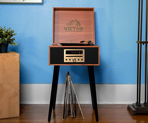 8-in-1 Turntable Music Center with 3-Speed Record Player, CD/MP3 Player, FM Radio, Bluetooth, USB Playback, Stereo Speakers S81740