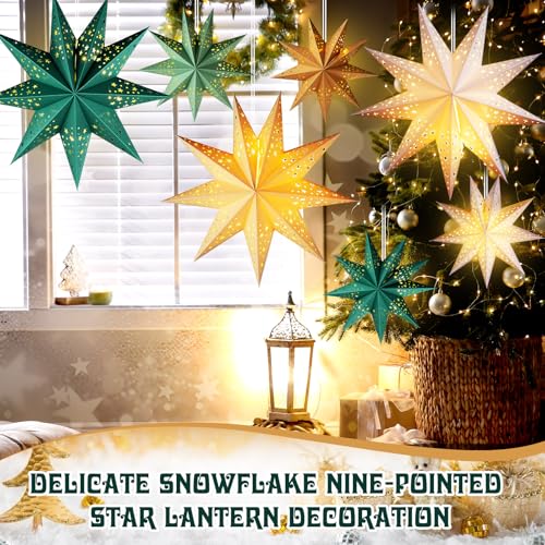 Sage Green 3D Paper Star Lantern Hanging Ornament with String Light M89680