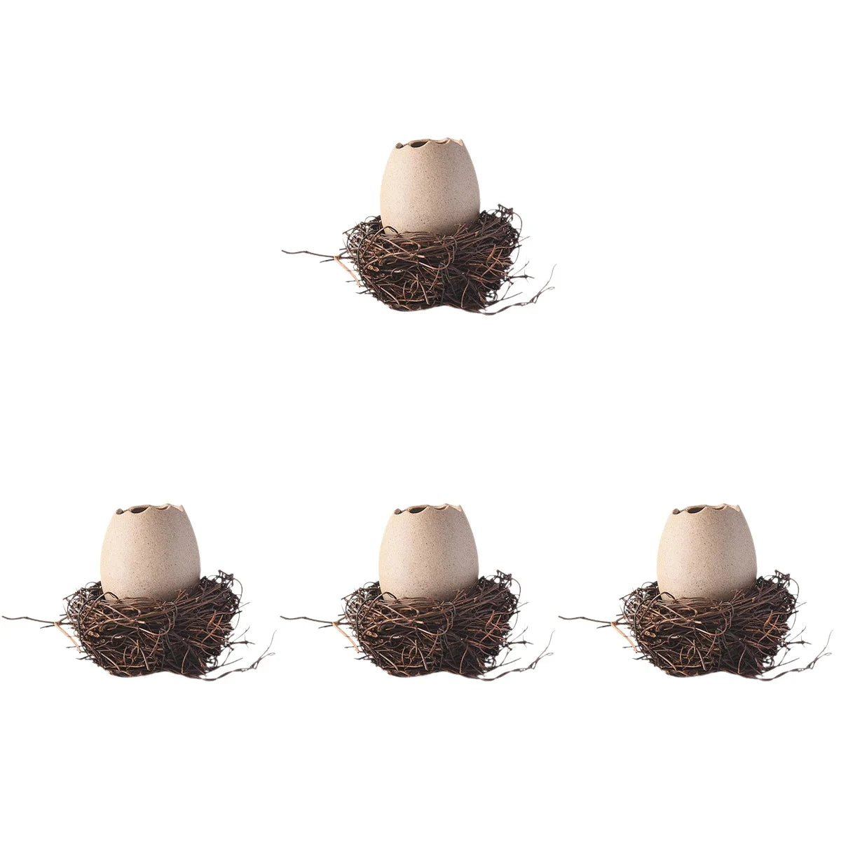 Small Ceramic Eggshell Vase Succulent Planter with Bird Nest M286