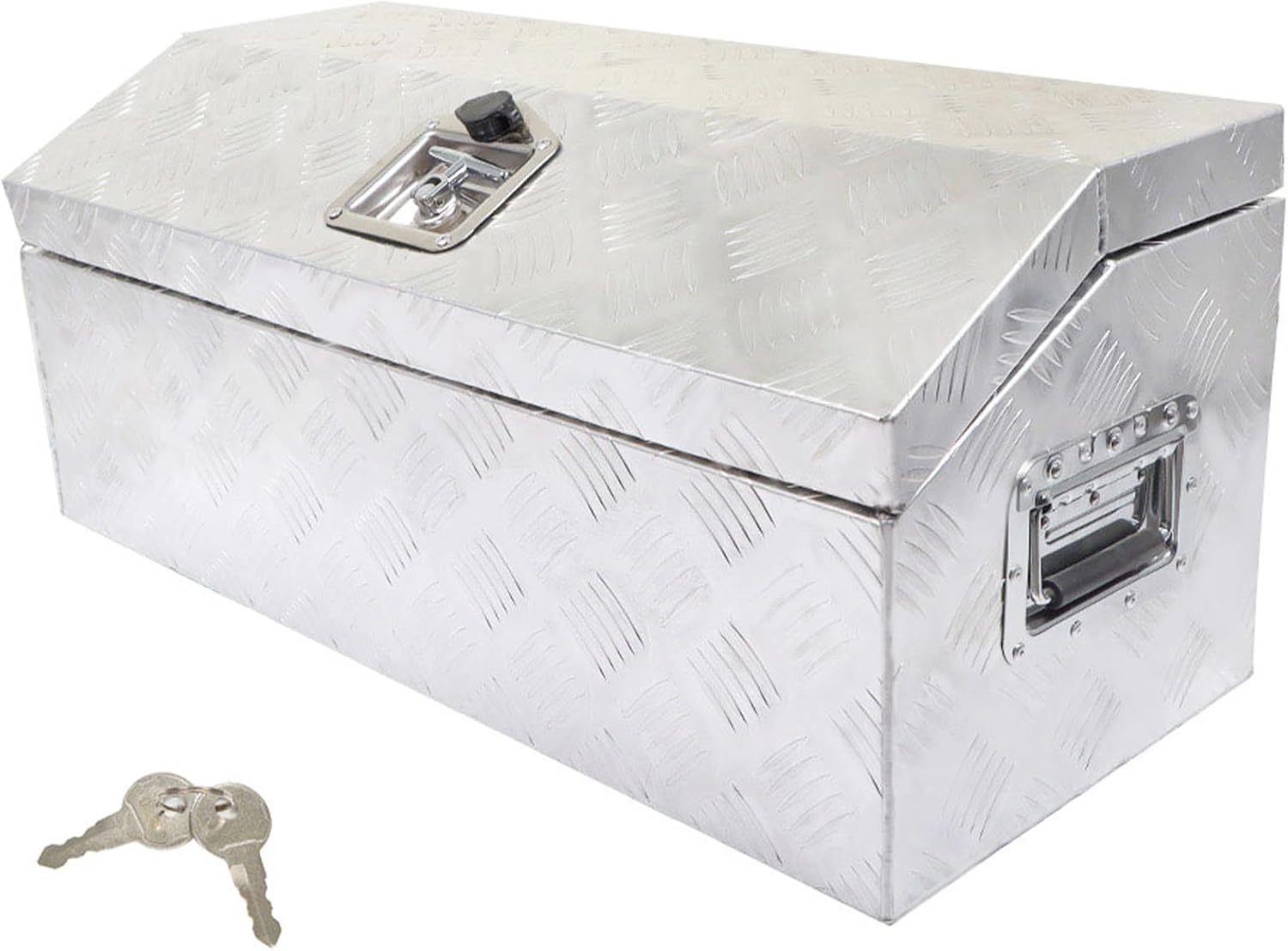 30 Aluminum Trailer Tool Box Chest box Pickup Truck Bed Storage Toolboxes Organizer Side Handle, Lock w/ 2 Keys, Silver