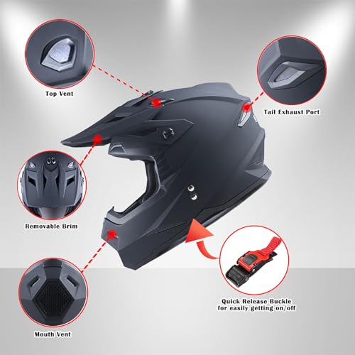 Adult Motocross Helmet Full Face Racing Style Matt Black D9788
